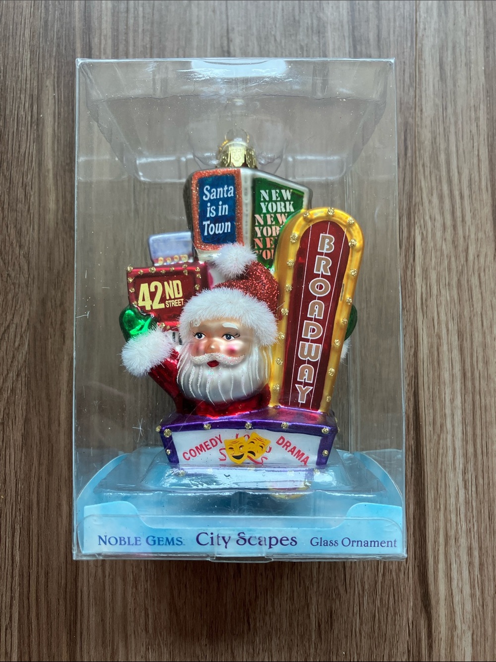 🎄🎁 NWOT Kurt Adler Santa on Broadway Glass Ornament